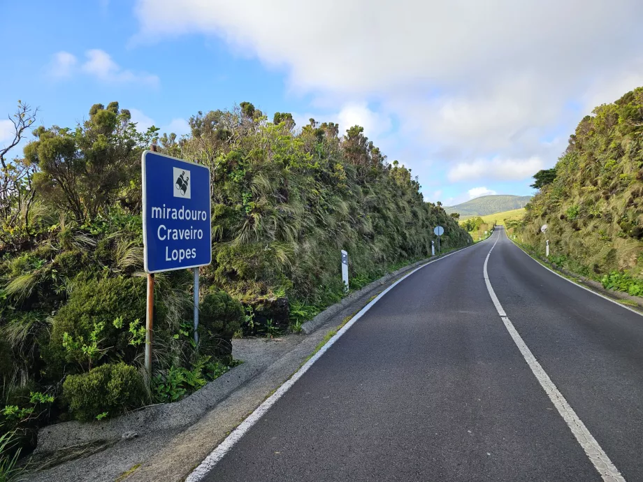 A kilátó pont az út mellett van