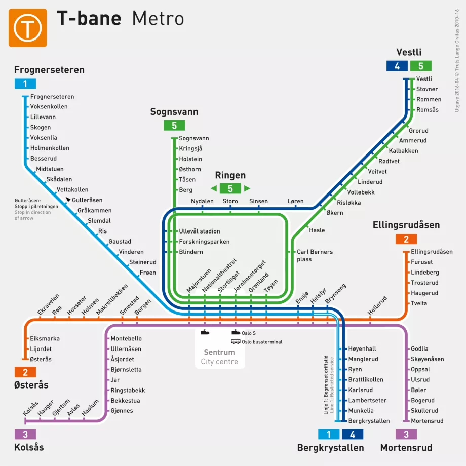 Oslo metró térkép