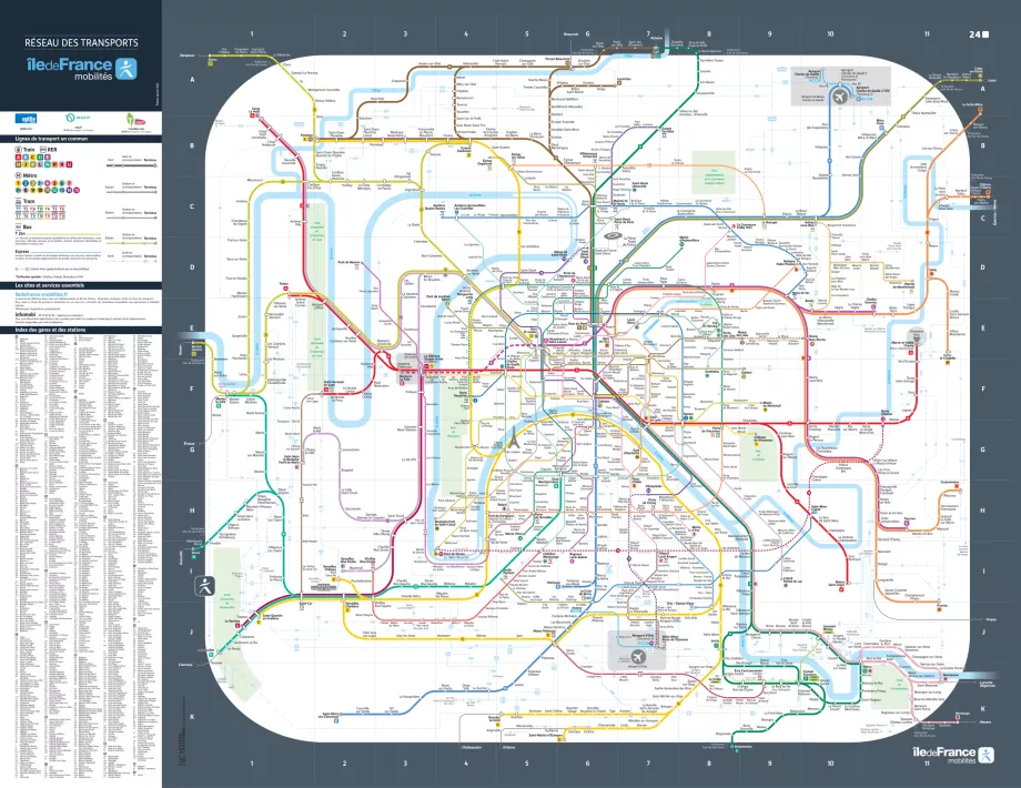 RER, Transilien, metró térkép