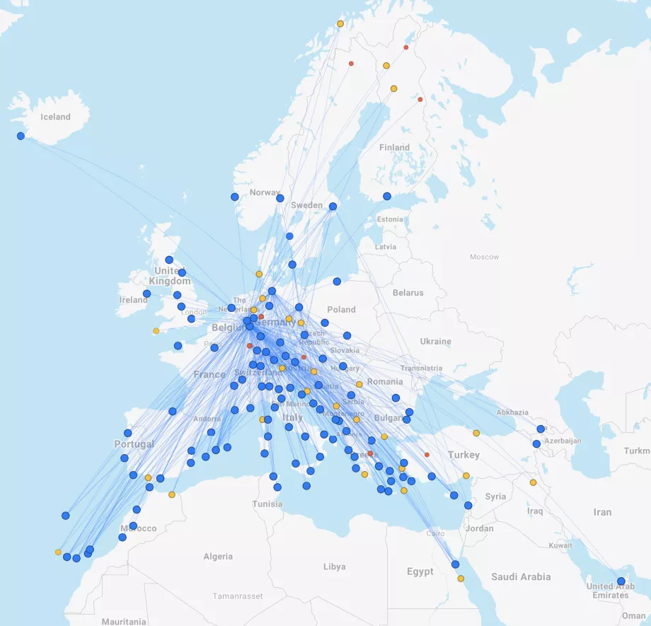 Eurowings útvonaltérkép